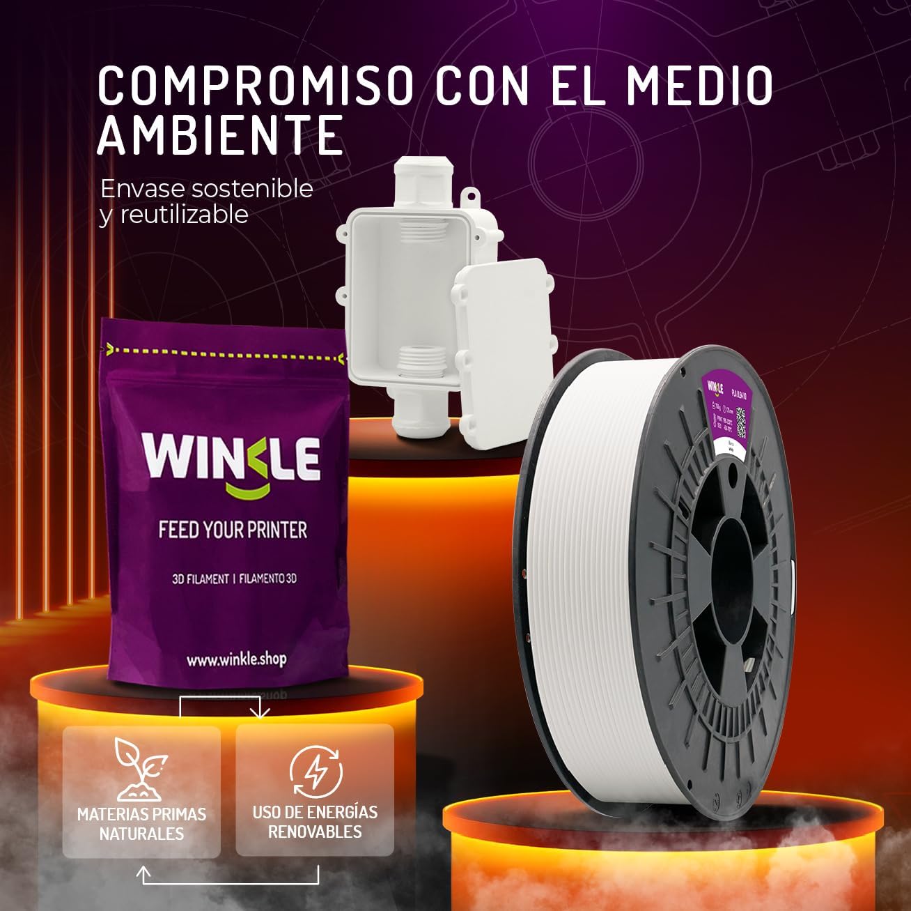Winkle Fireproof PLA Filament UL94-V0 1.75 mm 750 g White, 3D Printer Filament, 3D Printing Materials, Dimensional Accuracy +/- 0.05 mm, Easy to Print, Fireproof and Electrically Insulating