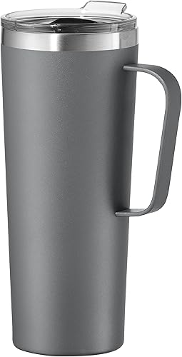 Miniatura 72 de Oggi ThermoMug - Taza aislada de acero inoxidable, doble pared aislada al vacío con asa y tapa, taza de café, taza de campamento, termo de viaje, 14