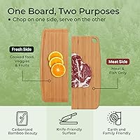Vista 4 de Tablas de cortar de bambú aptas para lavavajillas, tabla de cortar de madera duradera y ligera para cocina ocupada, fácil almacenamiento y limpieza