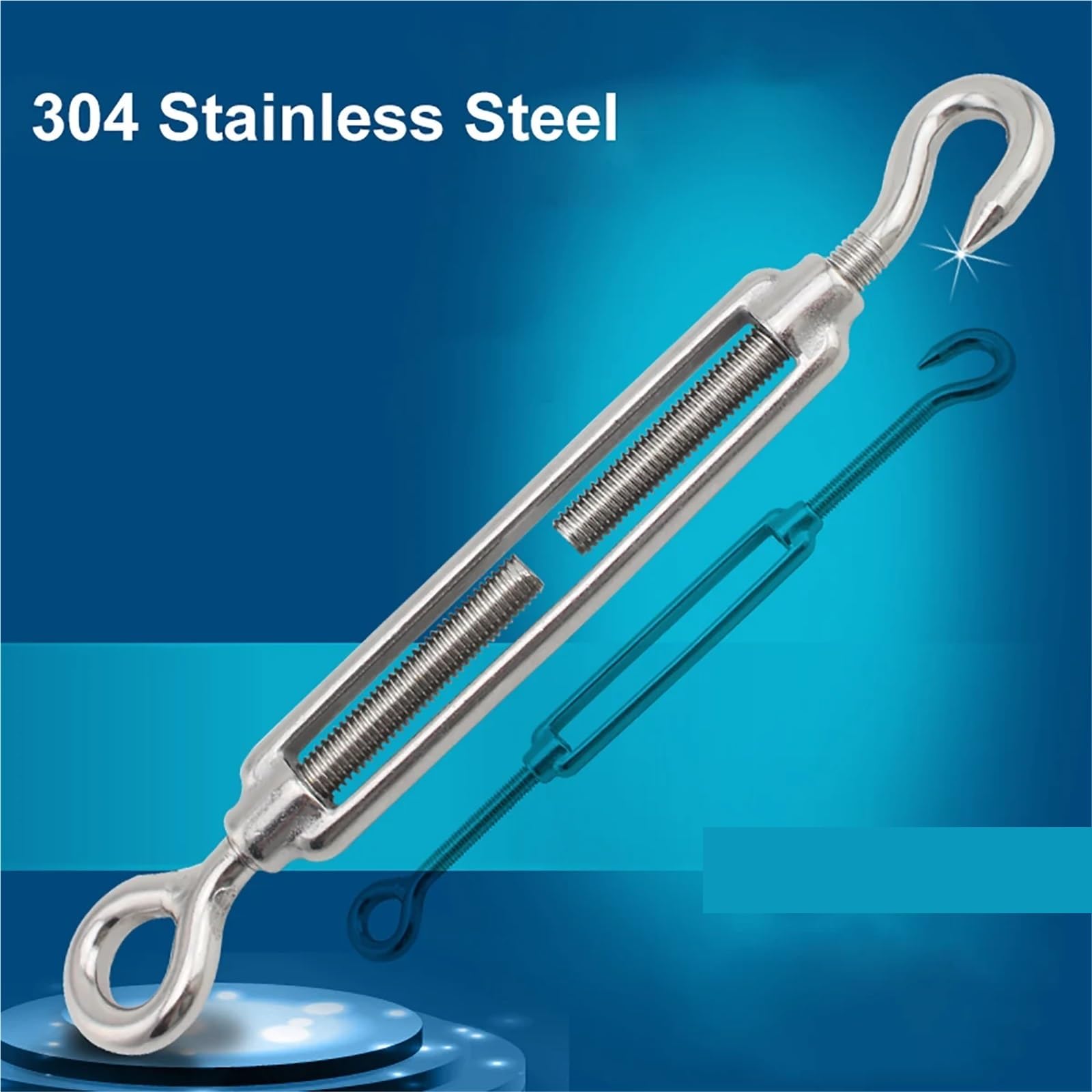 10 pz M4 M5 M6 M8 M10 M12 M14 Tenditore for tensione della fune metallica con gancio e occhiello in acciaio inossidabile 304 per Recinzioni e Supportos Piantes(M8)