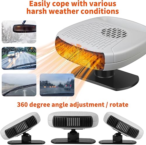 Miniatura 6 de Calentador de automóvil, calentador portátil de 12 V con purificación de aire 2 en 1, función de calentamiento y enfriamiento rápido, enchufable,
