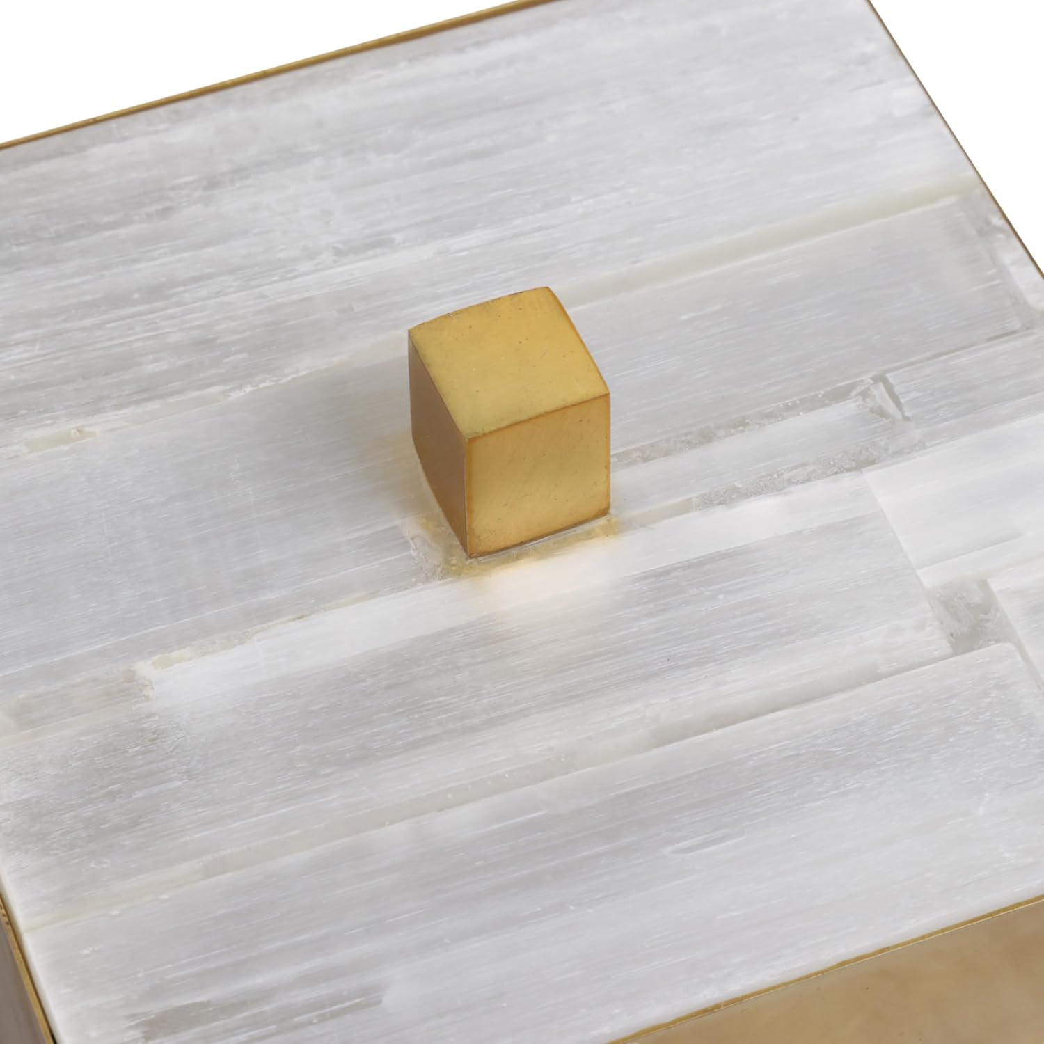 Decorative Square Storage Box with Lid for Living Room Decor - Versatile Decor Box for Jewelry, Keepsake, and Storage Accent - Stylish Home Organizer for Shelf or Console Table - 4", White & Gold