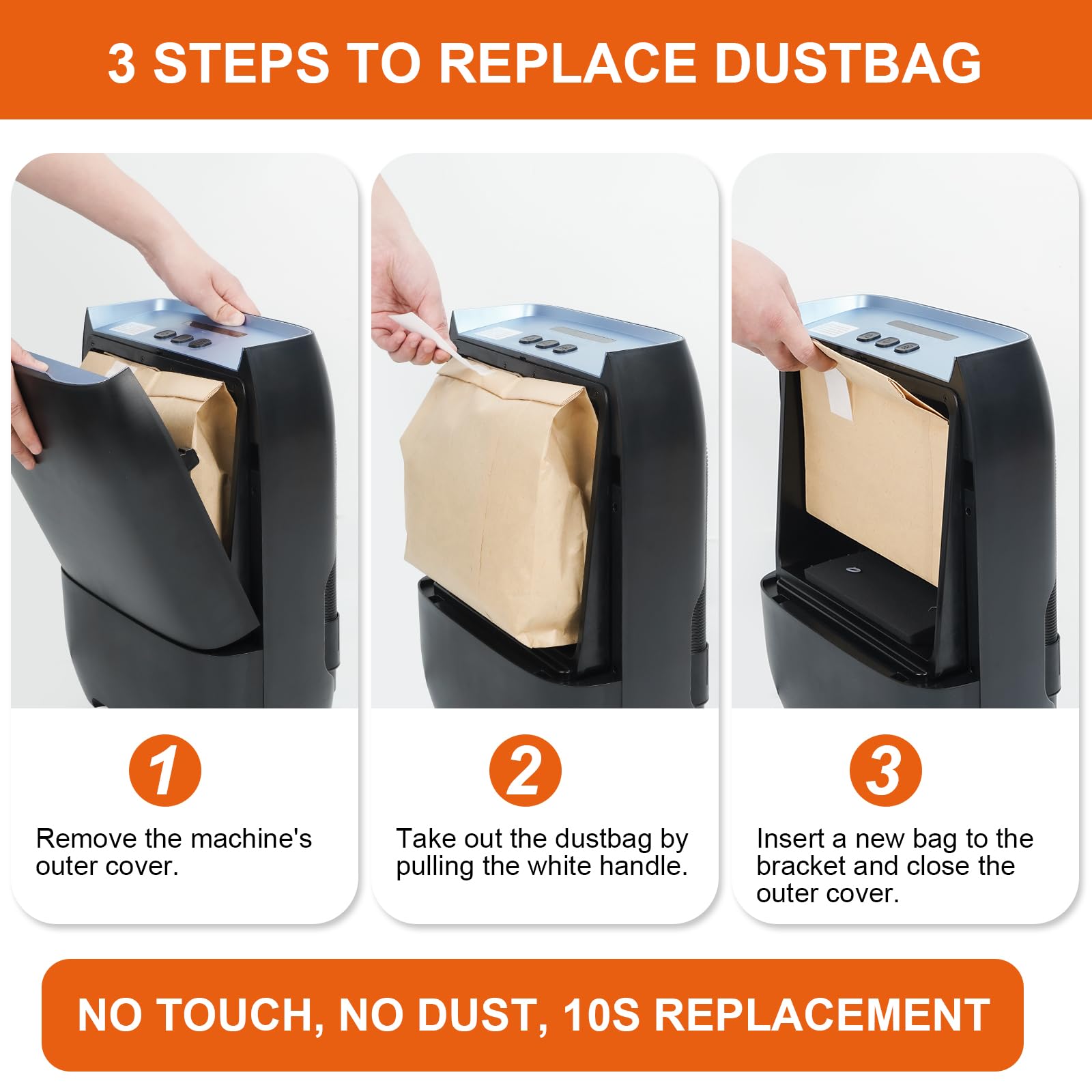 Hiwoor Touchless Automatic Vacuum Dustpan, Bagged Canister Vacuum with 5-Pack Disposable Dustbags, IR Sensor, LED Alerts, Handheld Accessories for Floors/Corners/Salons (Blue)