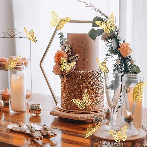 Miniatura 9 de 72 calcomanías 3D de mariposa para decoración de pared, 3 estilos y 3 tamaños, decoraciones de mariposa plateada para fiestas de mariposas,