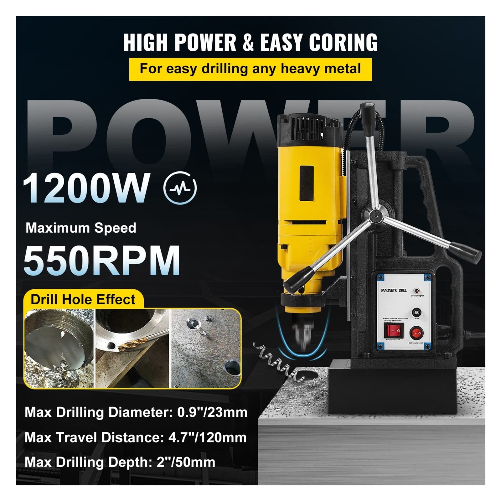 taladradora magnética de sobremesa de 1200W y perforadora eléctrica for la construcción de estructuras Fácil de usar para principiantes y profesionales