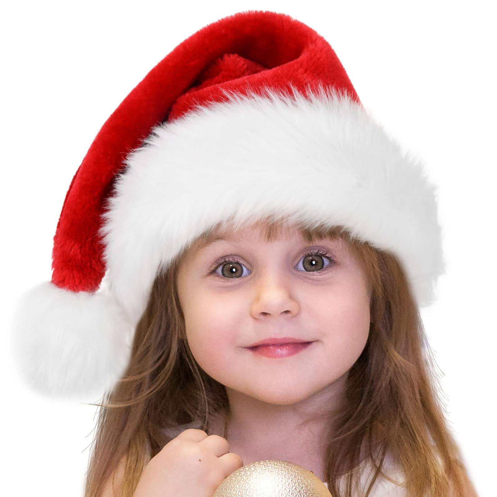 Iioscre Kids Santa Hat Toddler Christmas Hats Plush Xmas Luxury Velvet, Thick Classic Child Party Supplies for New Year Festive