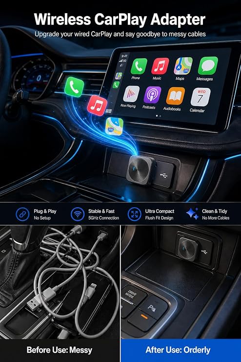 Wireless CarPlay Adapter for iPhone & Android