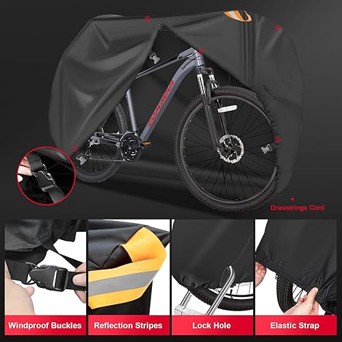 Miniatura 6 de Funda para bicicleta, funda para bicicleta para transporte o almacenamiento al aire libre para 1 bicicleta, materiales Oxford Ripstop fuertes 600D,