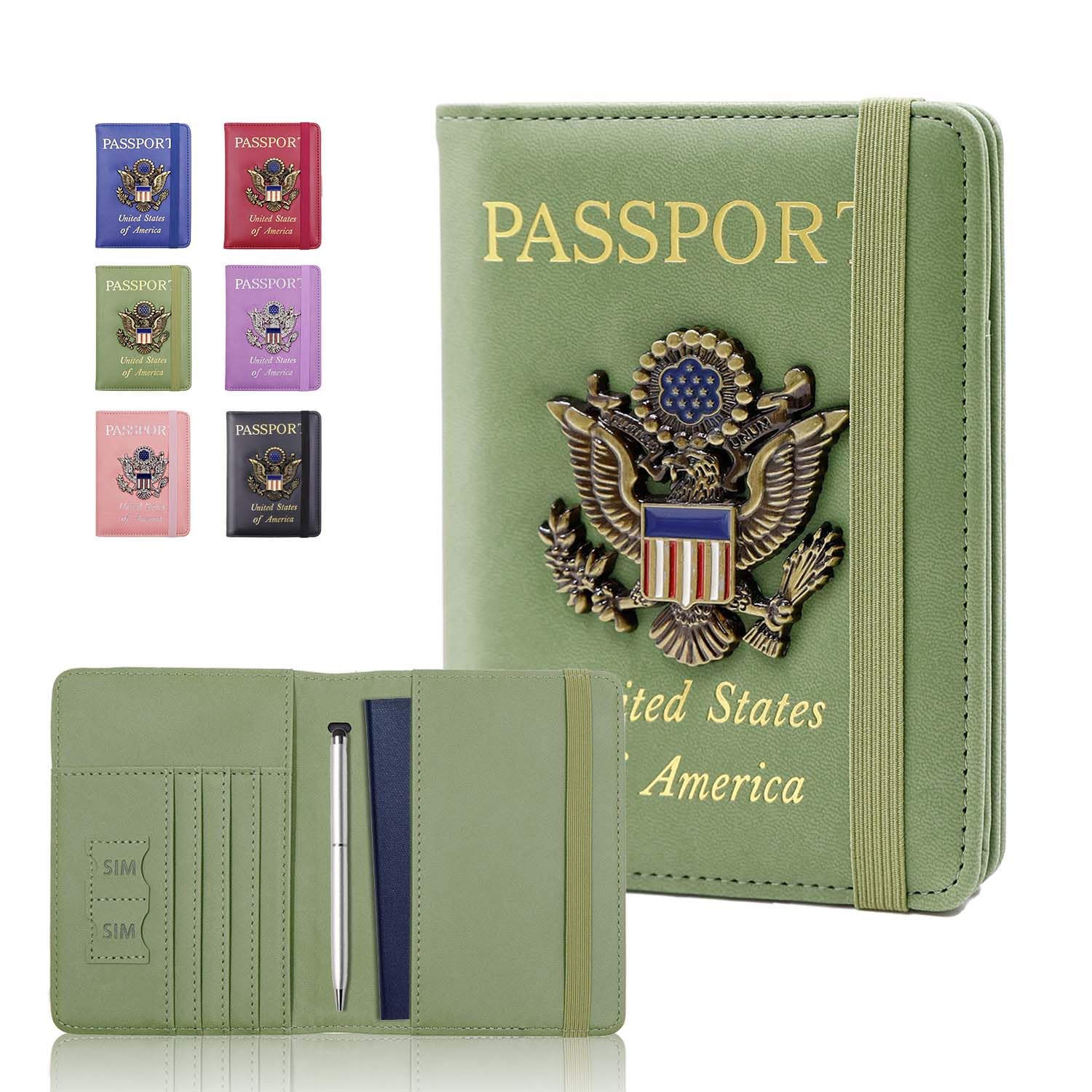 Passport Holder with Airtag,Passport-Wallet-Holder for Women, RFID Passport Holder with Slot Waterproof, PU Leather Travel Passport Case, Classic-Green, 14.5*12*1.6CM, Travel-image-49