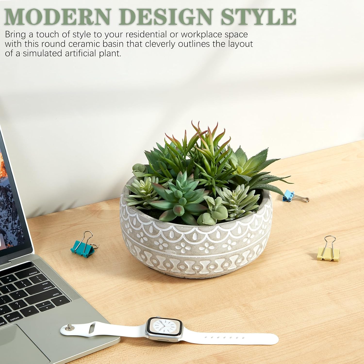 6inch Artificial Succulent Plants in Pots,Fake Succulents with Grey Textured Ceramic Pot for Home Office Desk Bathroom Coffee Table Decor - Image 6