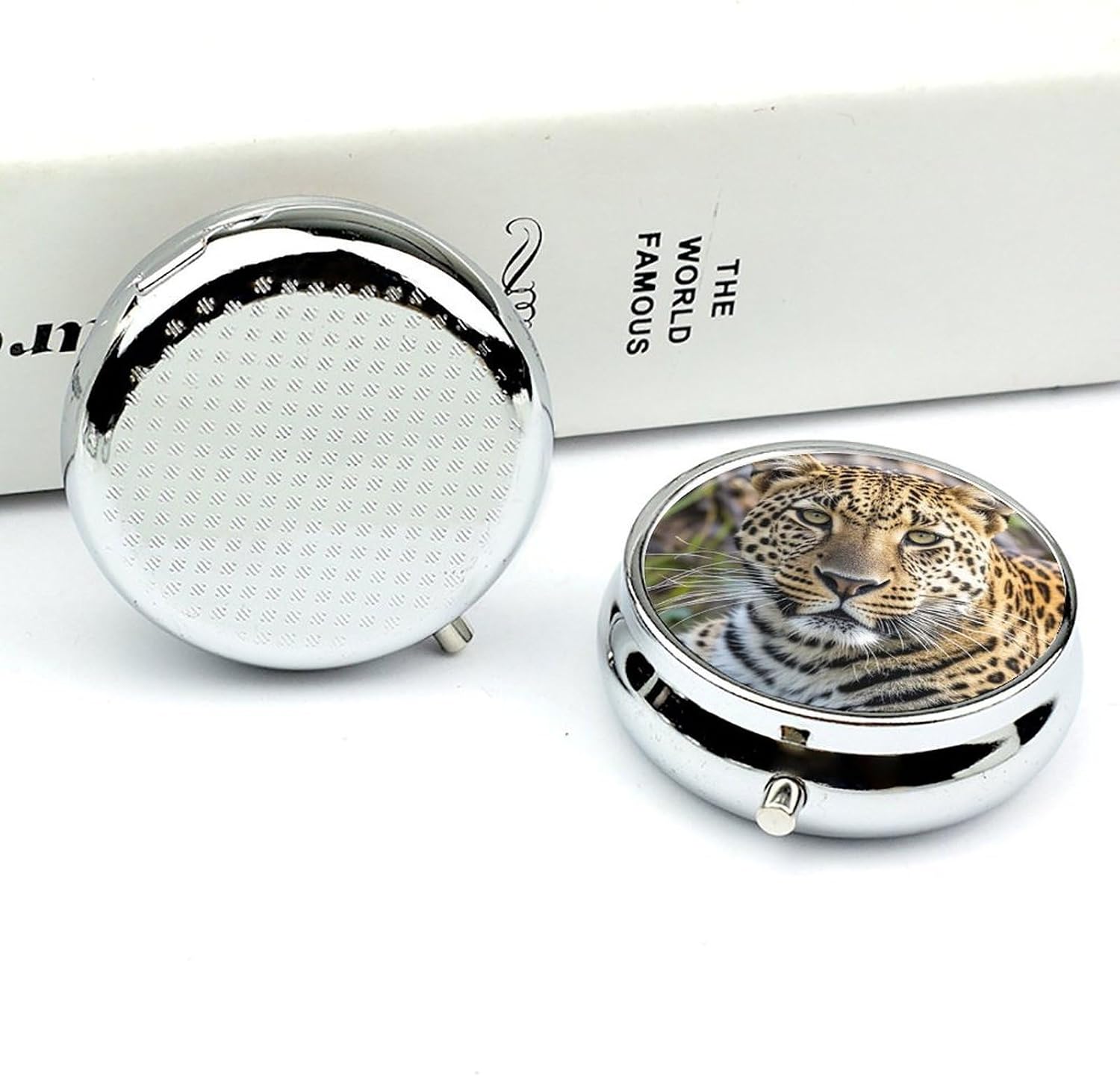 African Animal Leopard Round Pill Box, Waterproof Medicine Organizer Box image 5