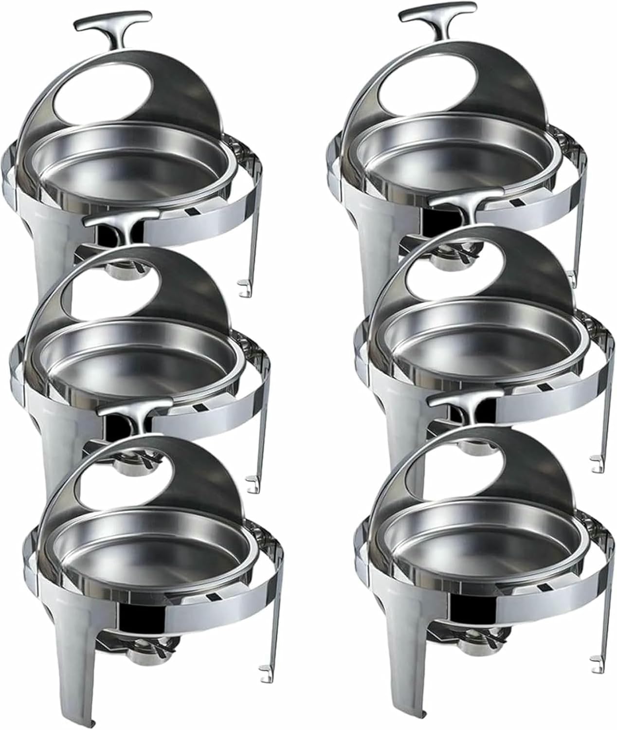 Chafing Dish Buffet Set, Rectangular Heating Set with The Top of The Coil, Isolated Four-Part Water Tray, Food Tray Holder Lid for Meals at Parties, Weddings (six)