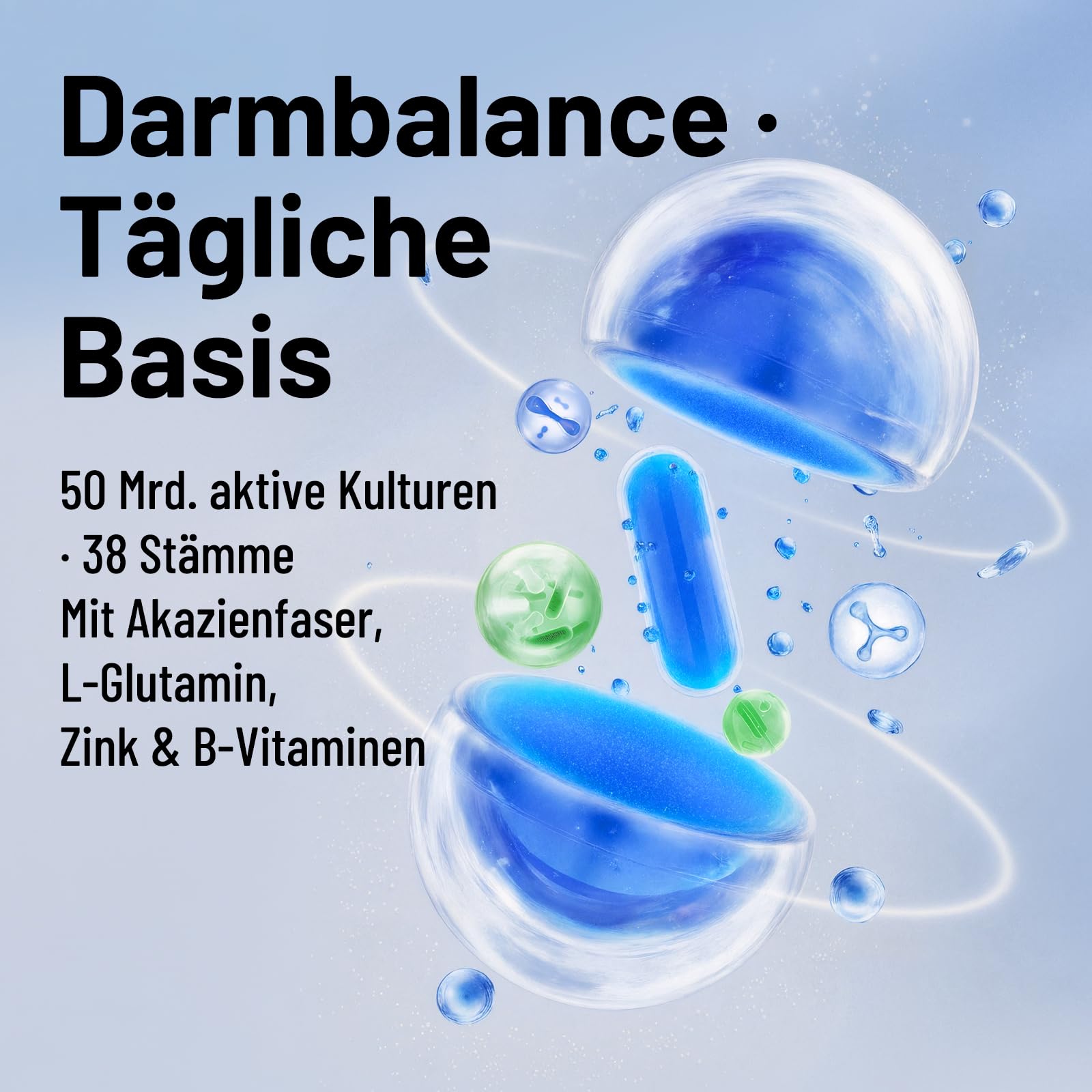 Premium Darmflora Komplex 120 Kapseln mit 50 Mrd. KBE & 38 Stämmen Hochdosiert – 4 Monate Vorrat Mit Zink, B3, B6 & B7 Vegan