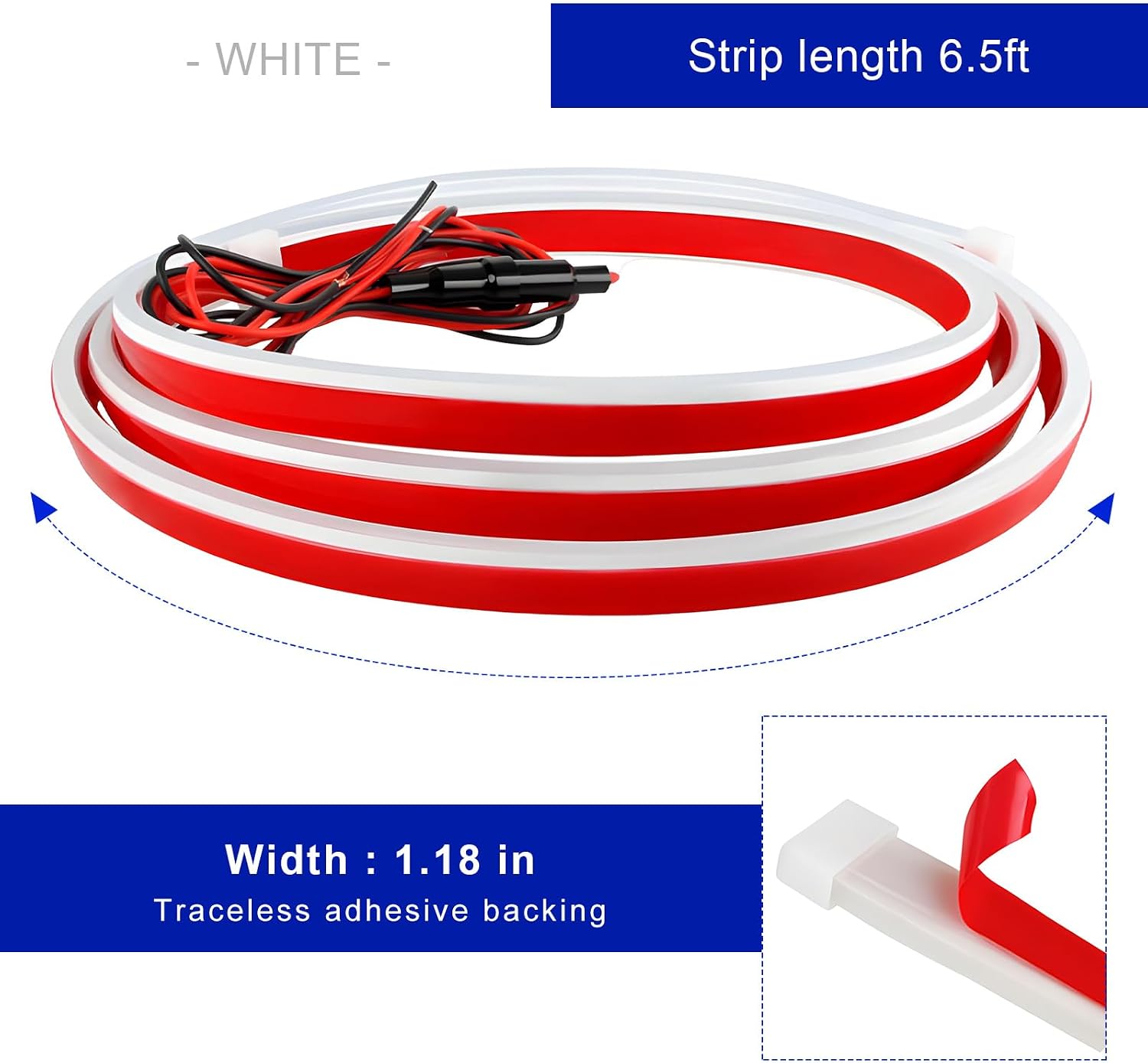 79 Inch Car Hood Light Strip, Flexible Daytime Running Light with Dynamic Scan Start-Up Effect, Waterproof Hood LED Strip Universal Exterior Decoration for Most Vehicles (White)