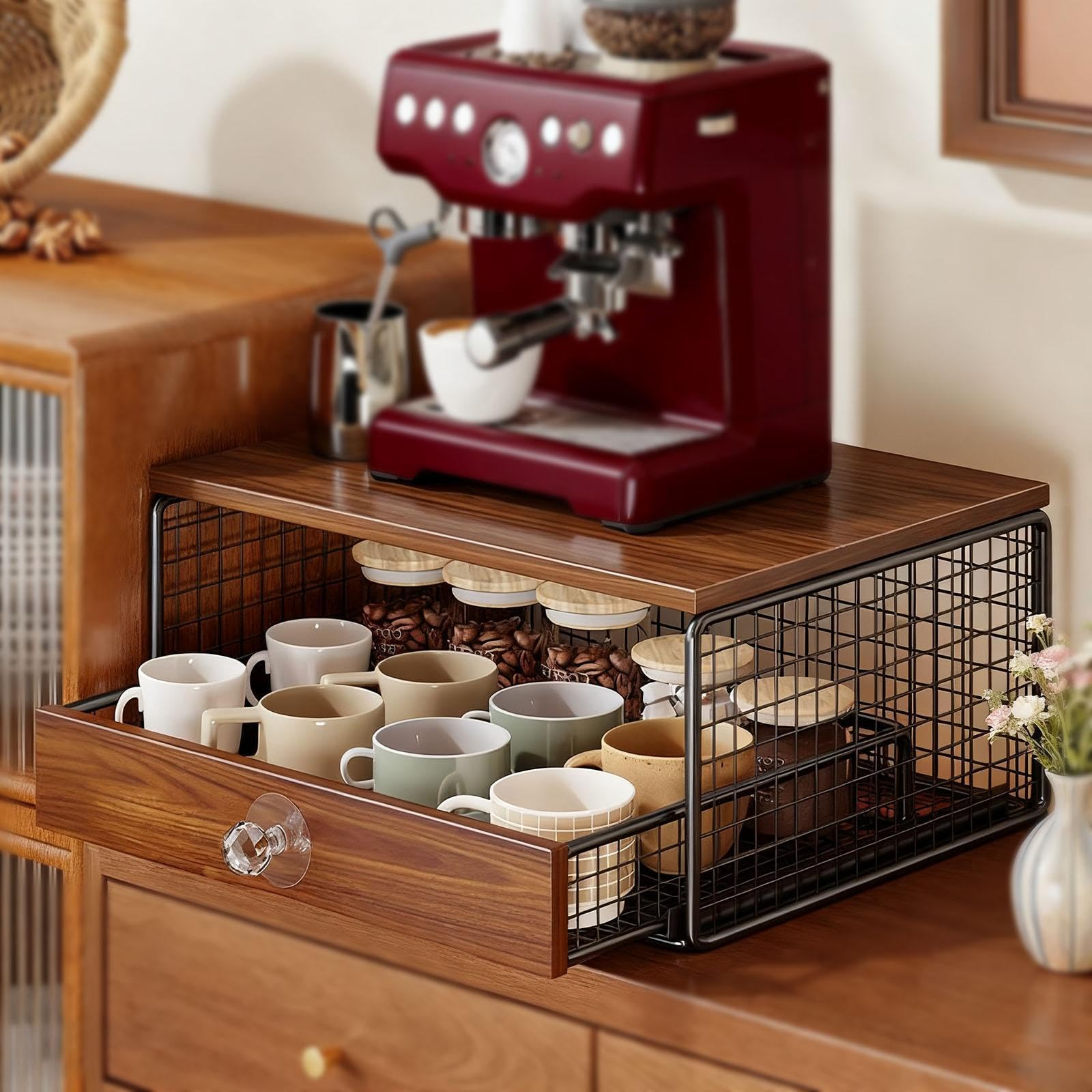 MagiDeal Cassetto per capsule di caffè Porta capsule di caffè espresso scorrevole Salvaspazio Organizzatore per riporre di per scrivania Piano di lavoro della, Nero