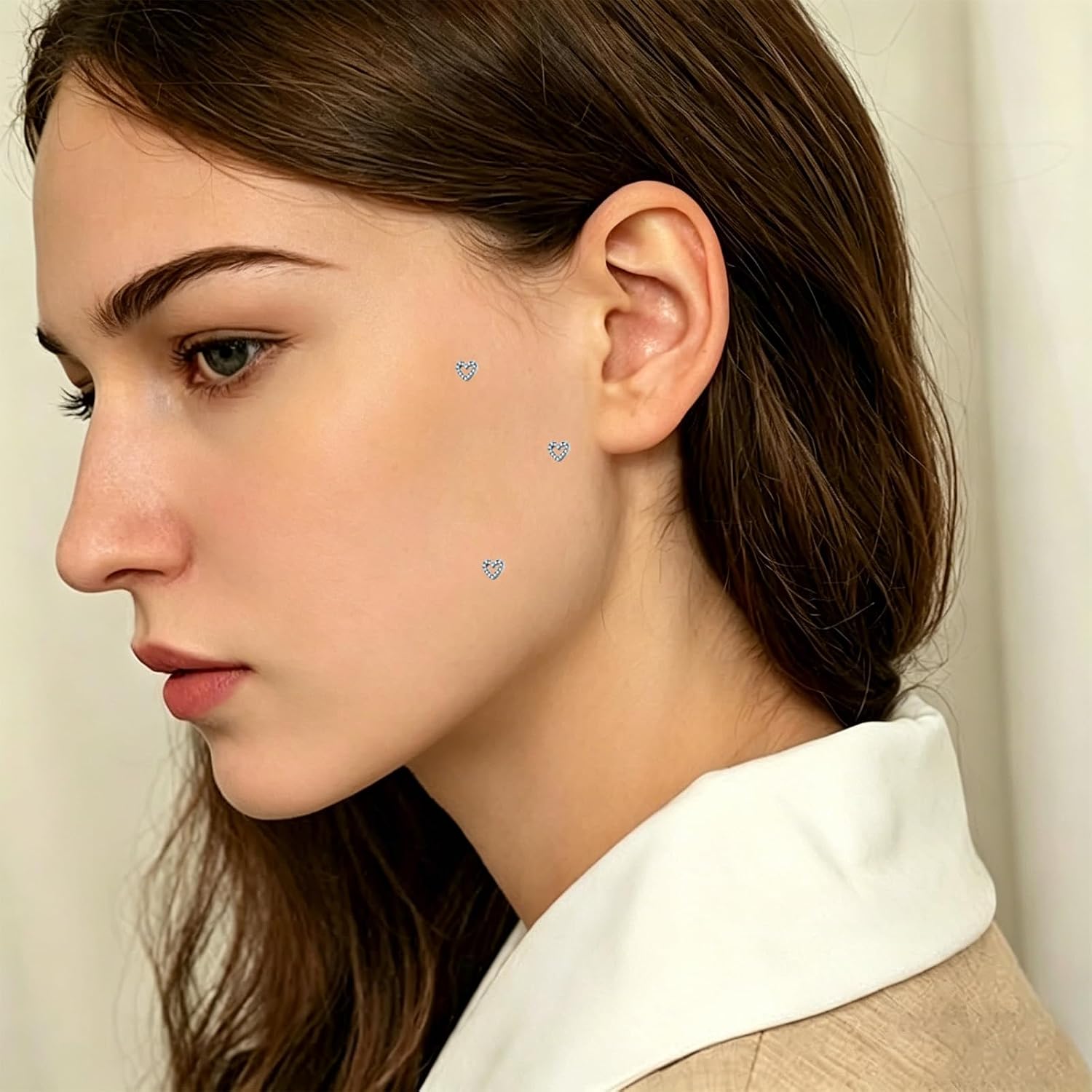 2 PCS Heart Dermal Jewelry 14G, Heart Back Dermal Piercing Jewelry, Internally Threaded Studs Dermals Tops Silver Dermals Piercings Body Piercings Jewelrys for Women Men
