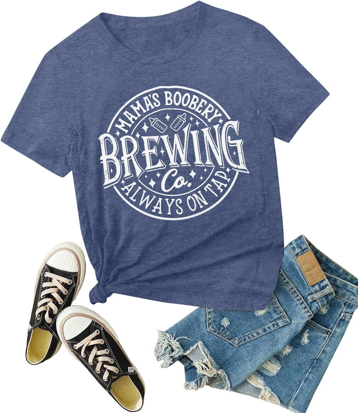 Womens Nursing Shirts for Breastfeeding Friendly Zip Nursing Tops Cute Graphic Mama Shirt Casual Maternity Tees