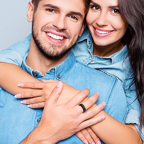 Miniatura 3 de Anillo giratorio para hombre para aliviar la ansiedad 0.315in de acero inoxidable negro con incrustaciones de anillo de ansiedad, joyería tamaño de