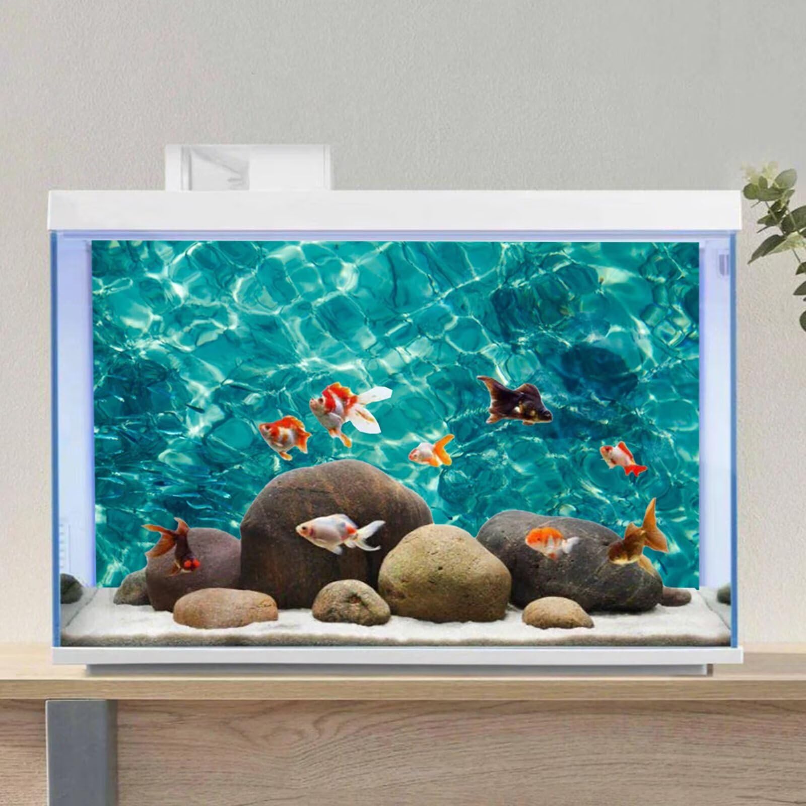 61x30cm Sfondo per Acquario Blu Sottomarino, Tema Oceano Naturale, Sfondo per Acquario, Vinile Resistente