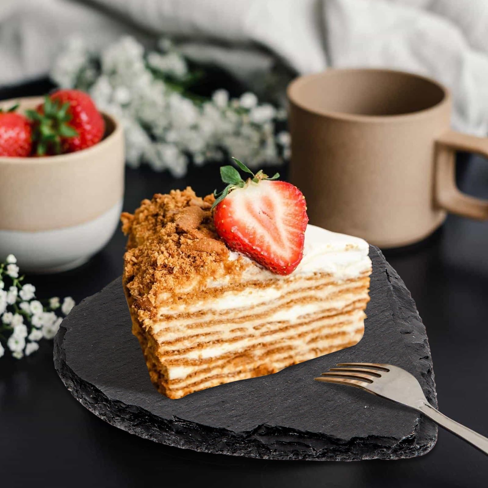 10 Stück Schiefer Untersetzer 10x10, Schieferplatte Herz Klein mit Kreidestift, Herz geformt Natur Schieferplatte, Servierplatten aus Schiefer für Sushi, Käse, Hochzeit, Valentinstag