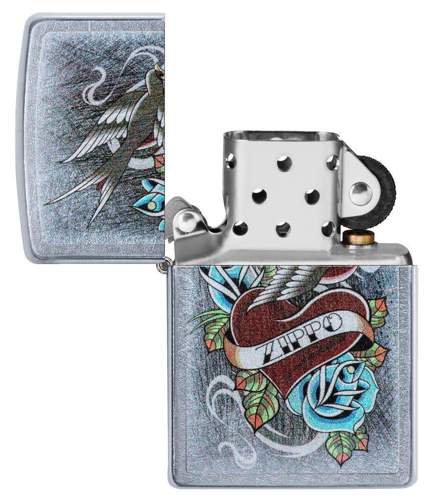 Amazon.com: Zippo Vintage Tattoo Street Chrome Lighter, One