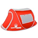 Pop-up Tent 2 Person, Water Resistant Barrel Style Tent for Camping with Rain Fly and Carry Bag, Sunchaser 2-Person Tent by Wakeman Outdoors (Red)