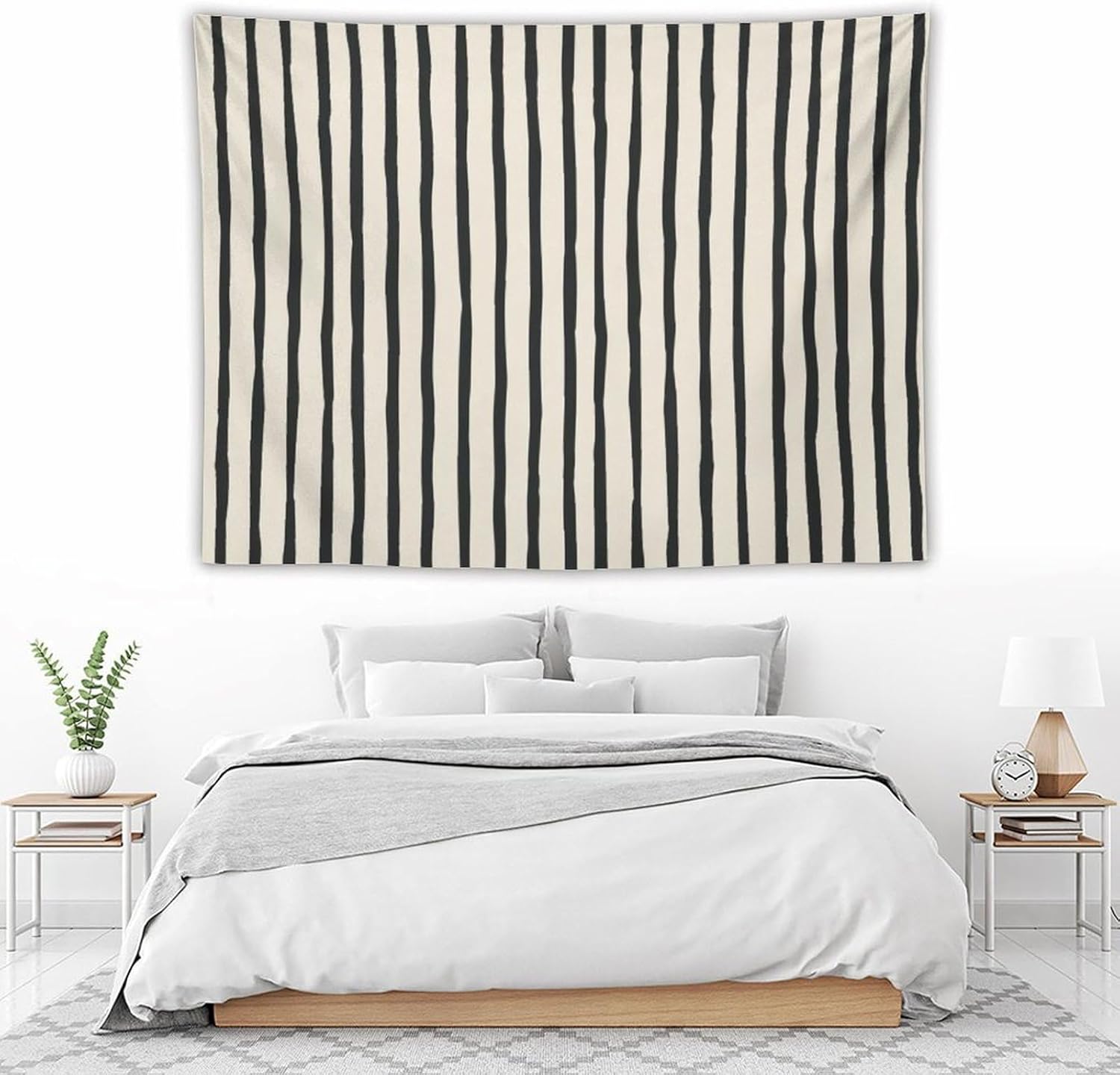 MaSiledy Tapestry Black Vertical Stripes Tapestries for Bedroom Modern Vertical Stripes Wall Tapestries Wall Art for Home Decor Landscape 60"x80" Garden Art Poster Tapestry