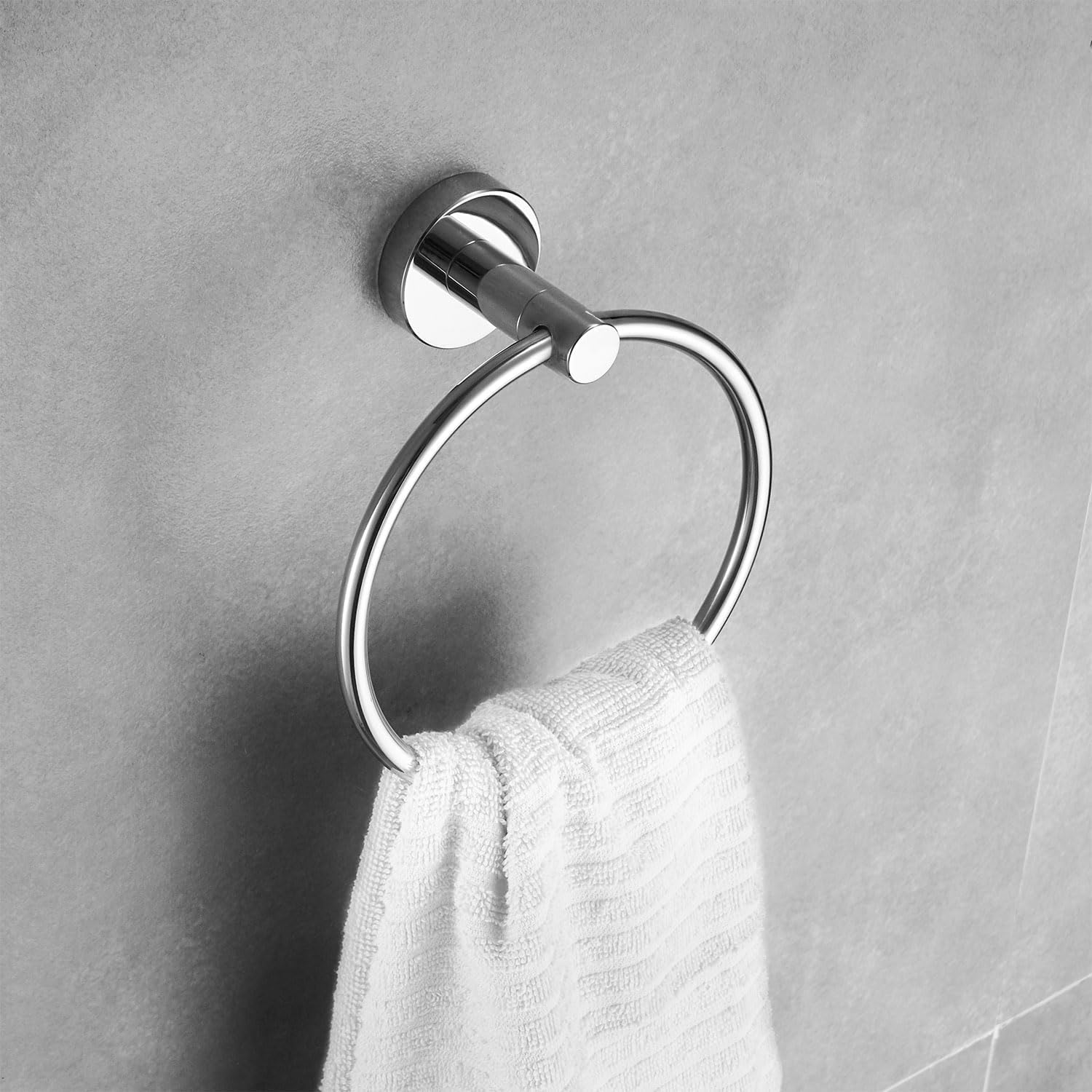 Chrome Bathroom Hardware, Polished Silver Toilet Paper Holder Towel Ring 2 Robe Hook Wall Mount Hand Towel Holder Set Tissue Roll Holder with Double Post Accessories SUS304 Stainless Steel 4pc