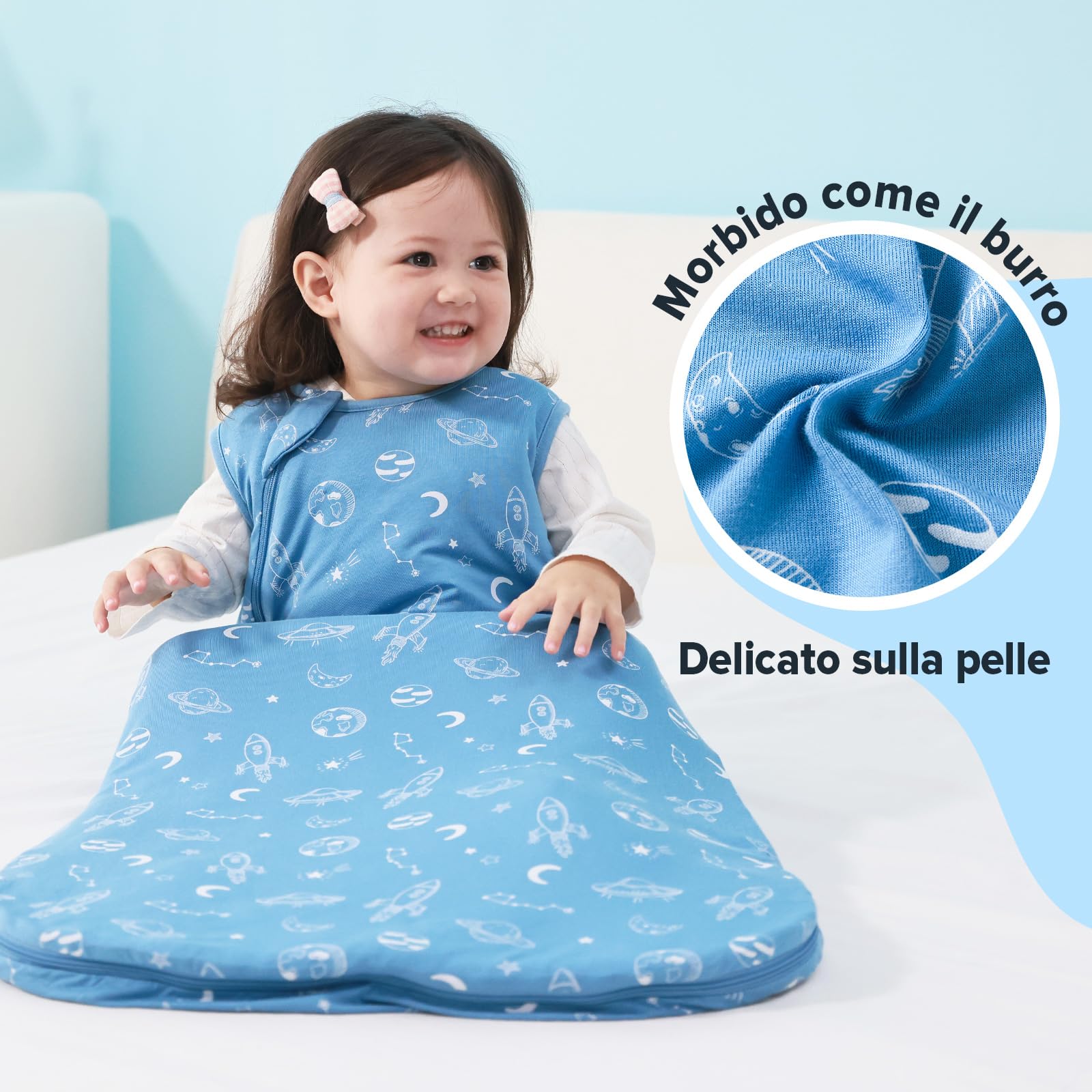 ToyaTec Sacco Nanna Bebé 2.5 Tog Super Morbido in Viscosa di Bambù, Sacco Nanna in Fibra di Bambù per Neonati, Coperta da Letto Autunno-Inverno