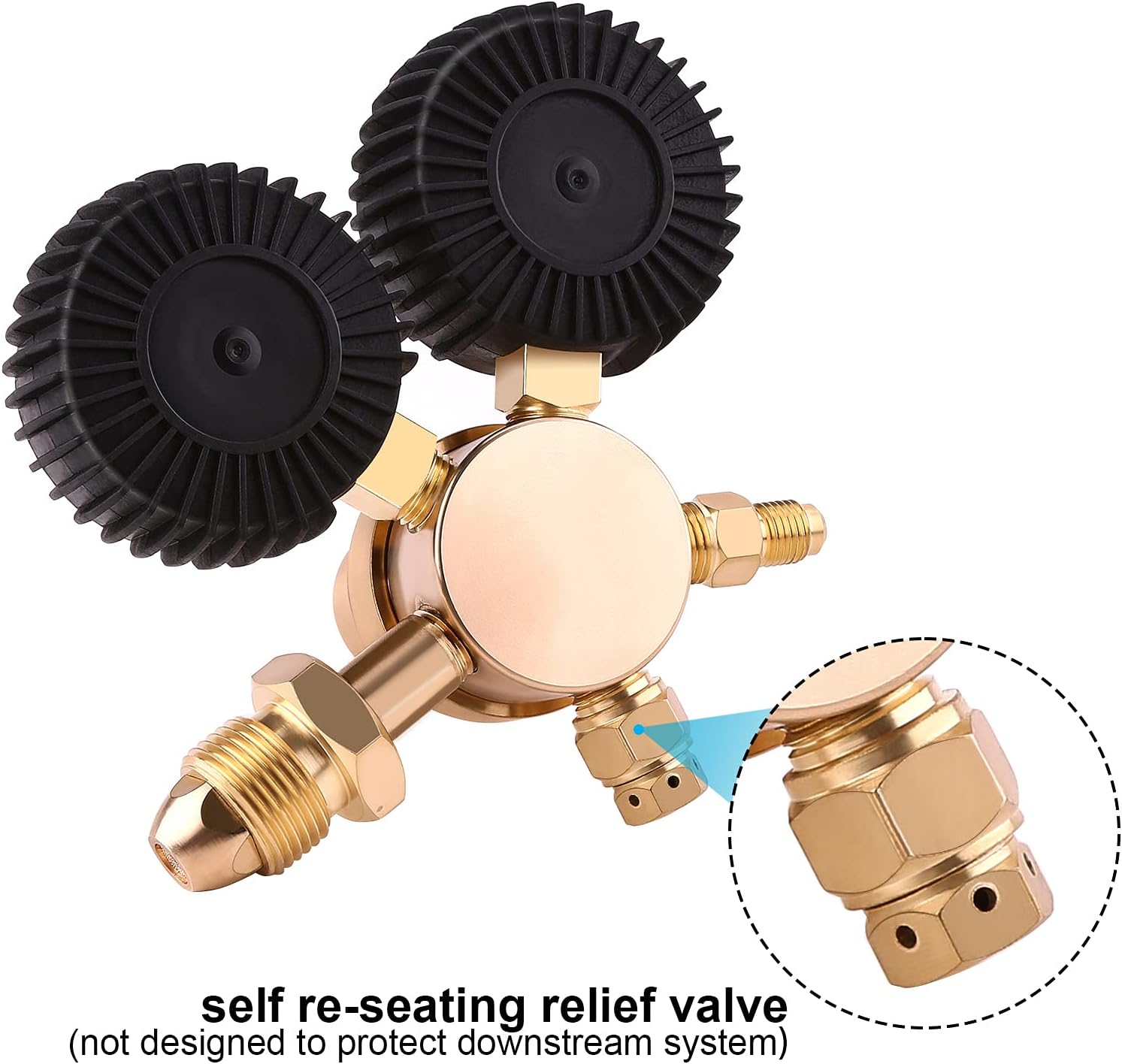 Nitrogen Regulator, IMAGE Nitrogen Gauge with 0-800 PSI Delivery Pressure Equipment Brass, CGA-580 Inlet Connection and 1/4-Inch Male Flare Outlet, Great for HVAC Purging, Brazing and Soldering