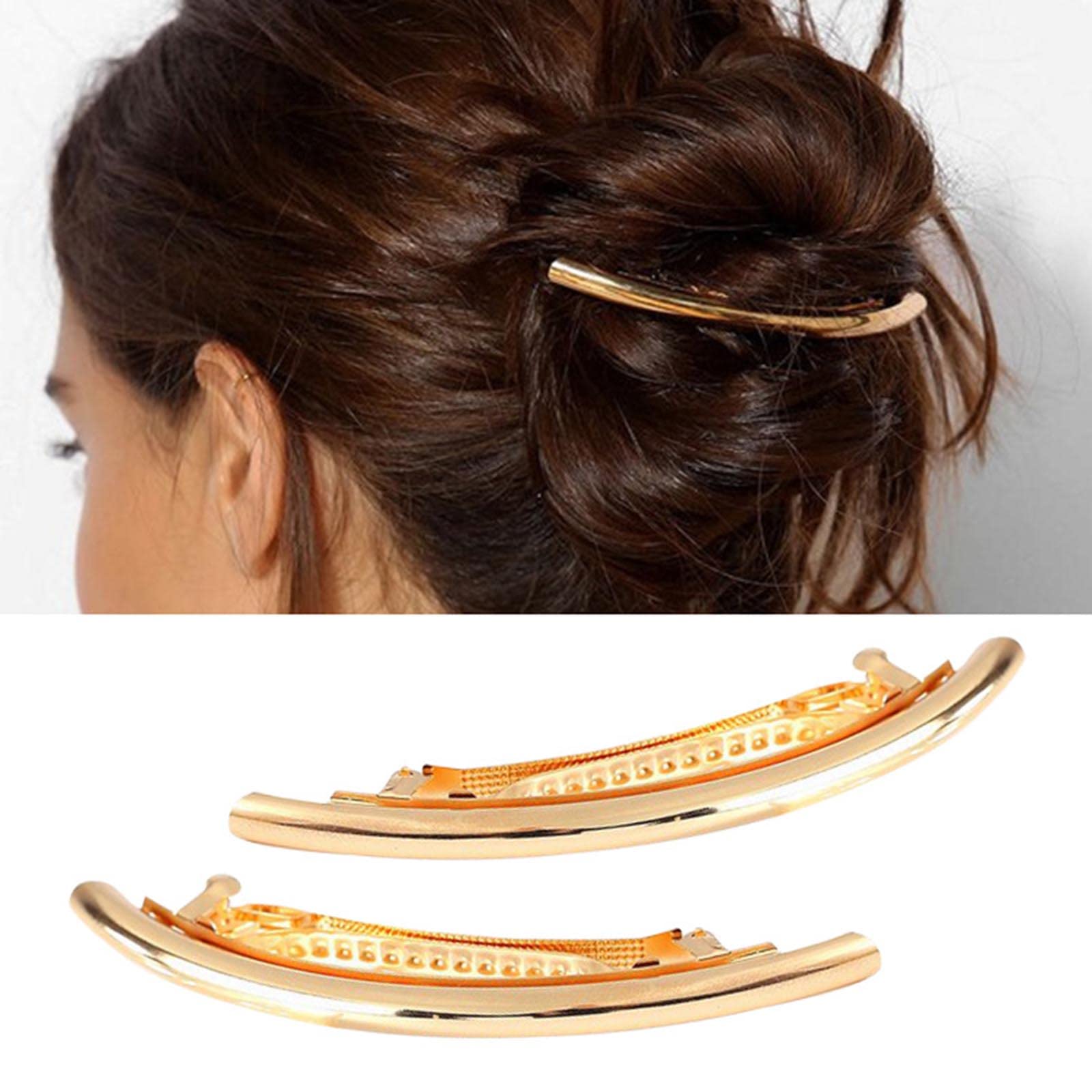 Zeshimb Snap Hair Pin Clip Vintage Gold Hair Barrette Metal Hair Holder Clips Spring Minimalist Hair Clips Decorative Hair Accessories for Women and Girls