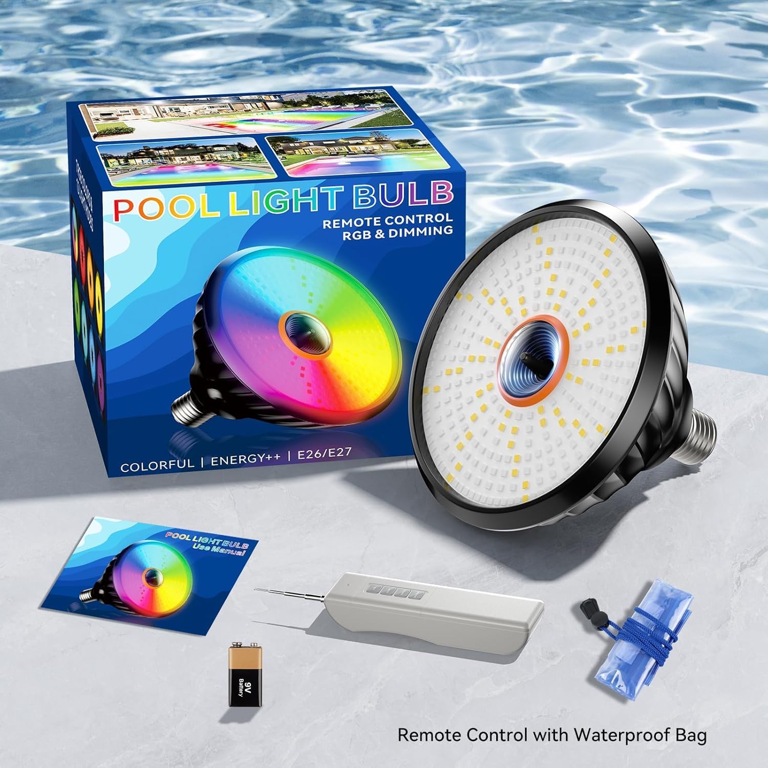 CEDIO LED Pool Light Bulb for Inground Pool, 2026 Upgraded 120V RGB Color Changing Pool Lights Underwater Pool Light with Remote Control, E26/E27 Replacement Pool Light (Pool Light Bulb Upgraded)