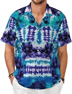Rasta Tie Dye Rastafarian Jamaica Jamaican Men's Short Sleeve Shirts Hawaiian Shirt Lapel Button Down Holiday Beach