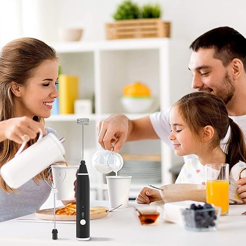 Miniatura 8 de FITNATE Mezclador eléctrico recargable de 3 velocidades con 2 batidores de acero inoxidable, espumador para café, chocolate caliente, latte,