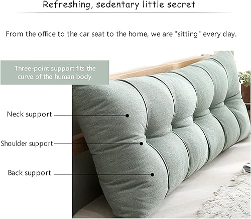 Miniatura 2 de Almohada rectangular grande para cabecero, almohada de apoyo largo para lectura, cojín lumbar perfecto para cama de día y litera, almohada de