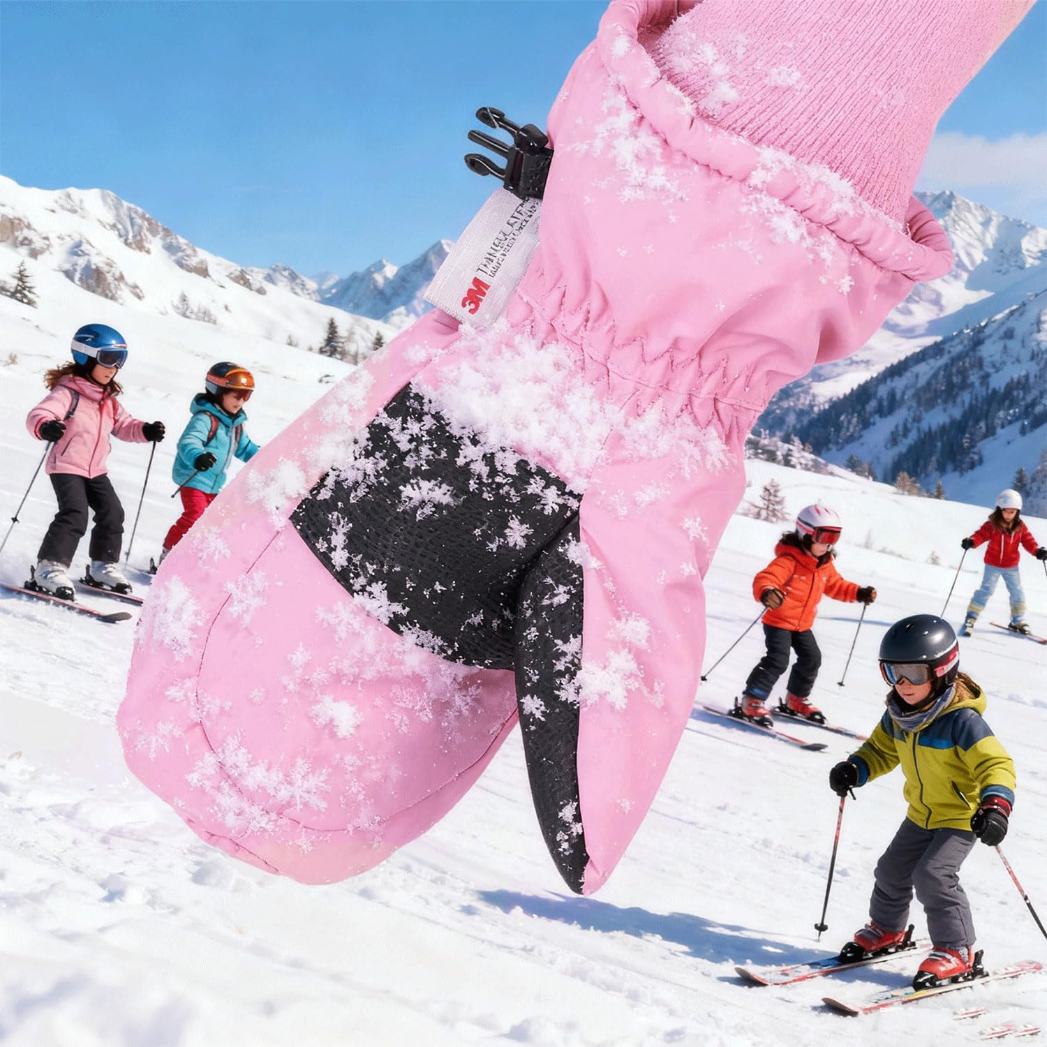 XTACER Kids Ski Snow Mittens Gloves Snowboard Winter Warm Cold Weather Gloves for Boys Girls Children