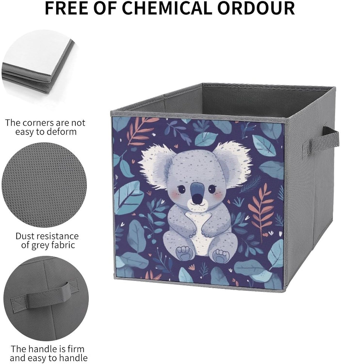 Lovely Koala Storage Cubes Set of 6 Storage Bins with Handles Collapsible Storage Basket Fabric Storage Box for Shelves Large Closet Shelf Organizer for Organization 11 Inch
