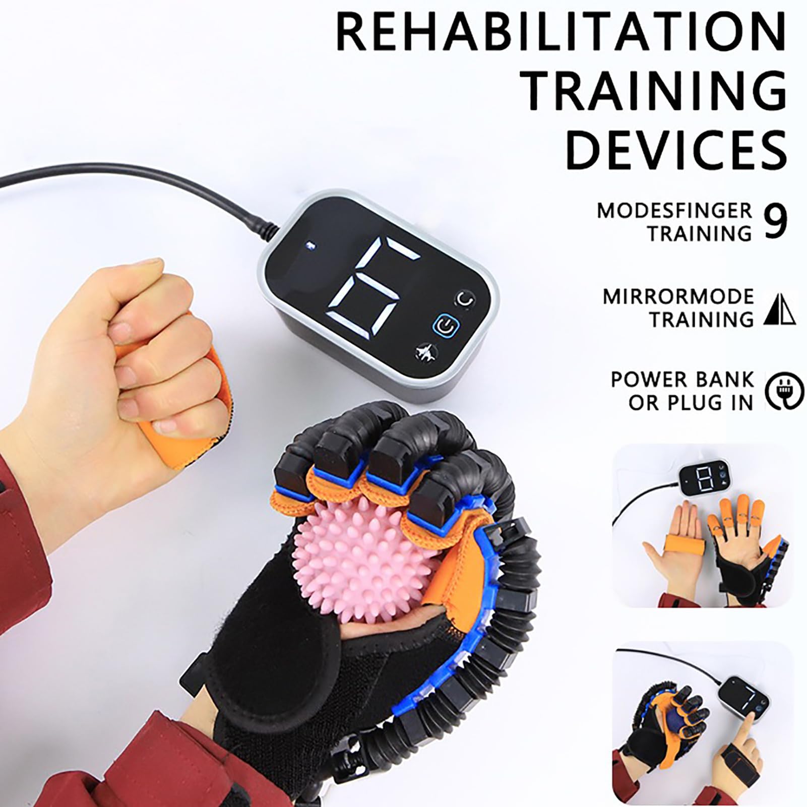 Guantes robóticos de rehabilitación de Manos, Guantes para Artritis, de un Solo Dedo/Dedos Separados/Niveles de Intensidad Ajustables, para Mejorar la flexibilidad Left L