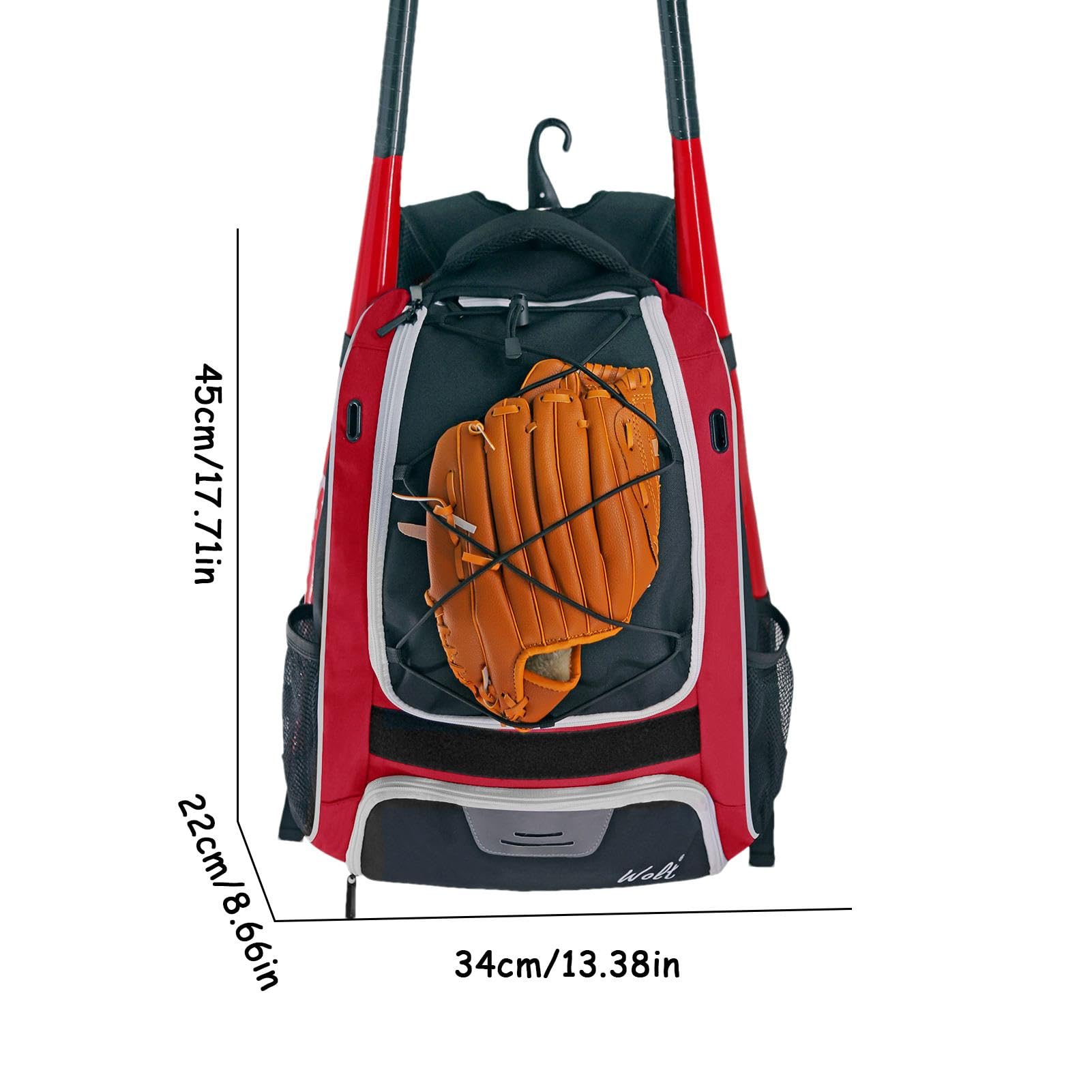 Bolsa de béisbol para adultos, mochila de equipo de sóftbol, bolsa de equipo de béisbol para adultos, mochila de béisbol juvenil resistente al desgarro para T-Ball, equipo de sóftbol y accesorios