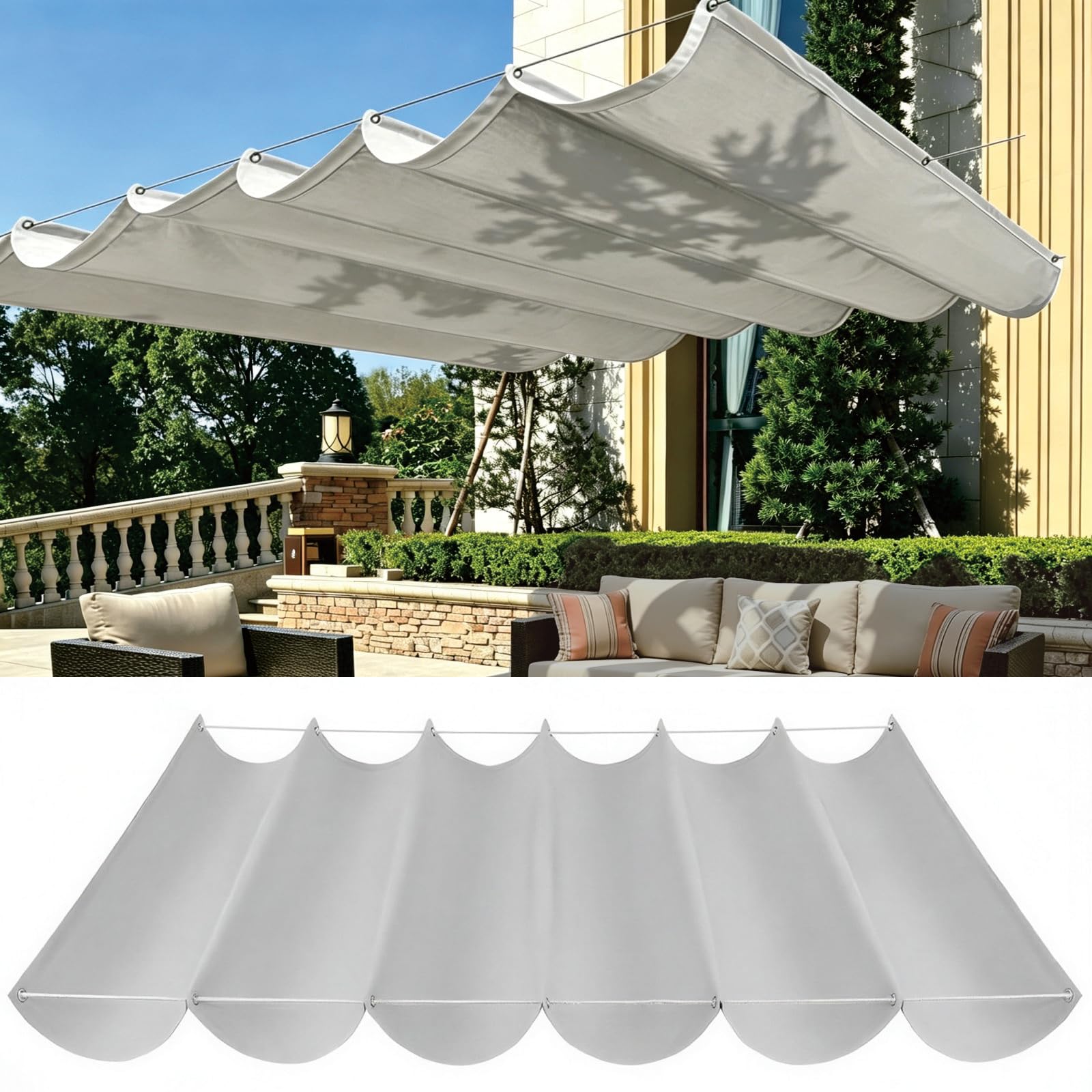 Filet d'ombrage extérieur rétractable pour patio créez un coin de fraîcheur gris clair
