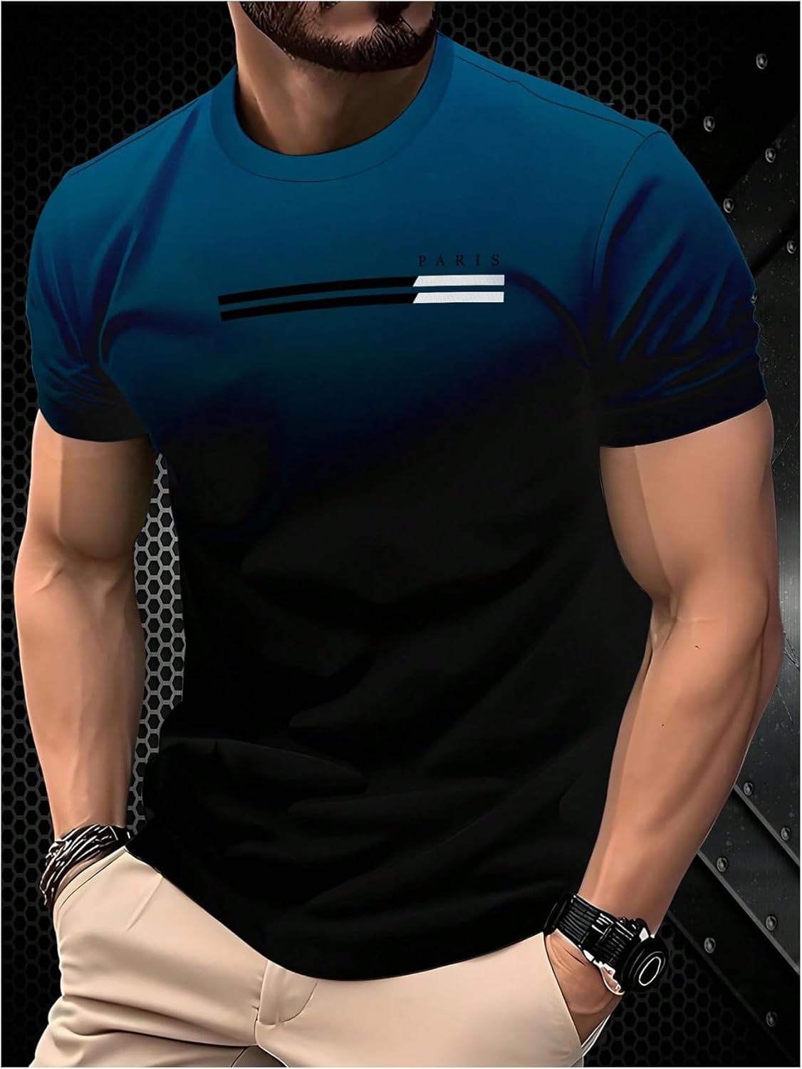 SOLY HUX Men's Short Sleeve Graphic Tees Crewneck Ombre T Shirts Summer Casual Classic Tees - Image 3