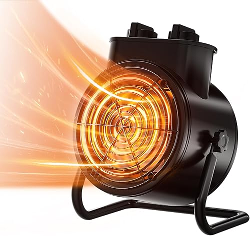 VCJ Calentador de invernadero con termostato, calentador de espacio al aire libre de 1500 W con protección contra sobrecalentamiento, calor rápido