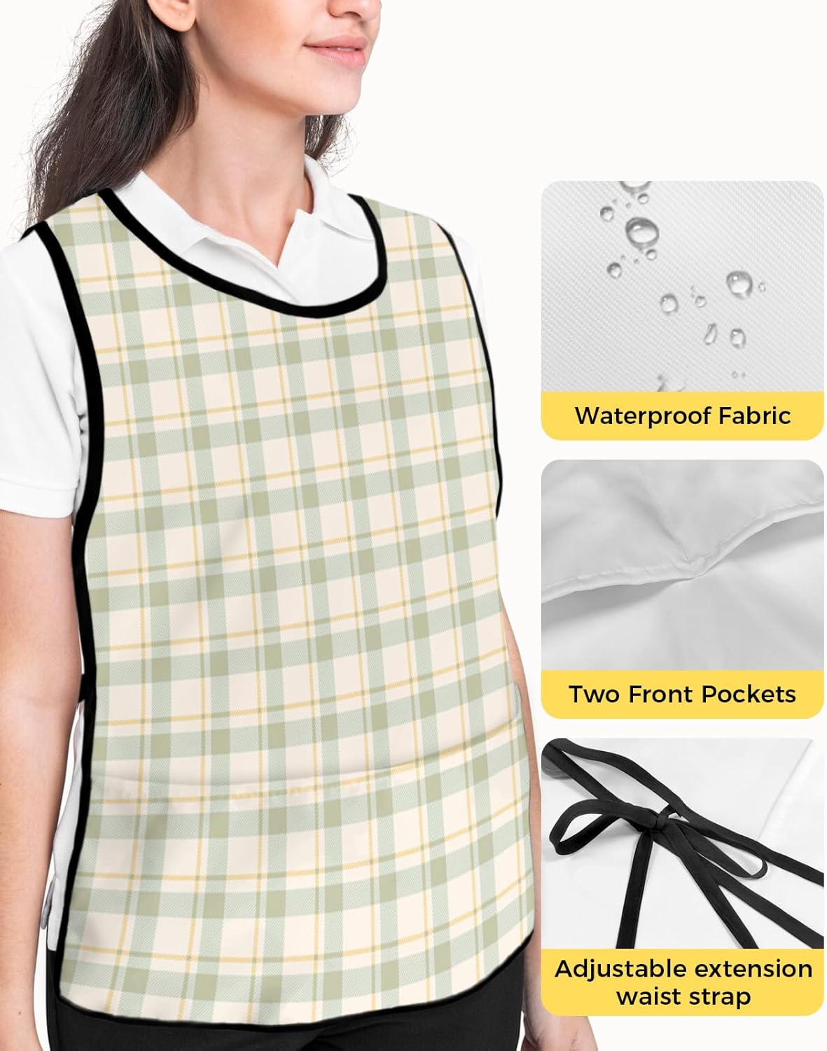 Ocean Sailboat Cobbler Aprons with 2 Pockets for Women Men, Country Rustic Burlap Beige Blue Summer