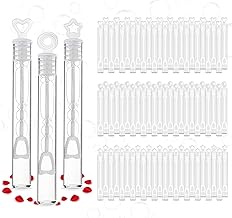 Tubicini Bolle di Sapone Matrimonio, estcoo 72 flaconi a bolle di nozze a forma di cuori,Wedding Bubble Bianco Matrimonio San Valentino Compleanni Nuziali della tavola di Accessori per Feste