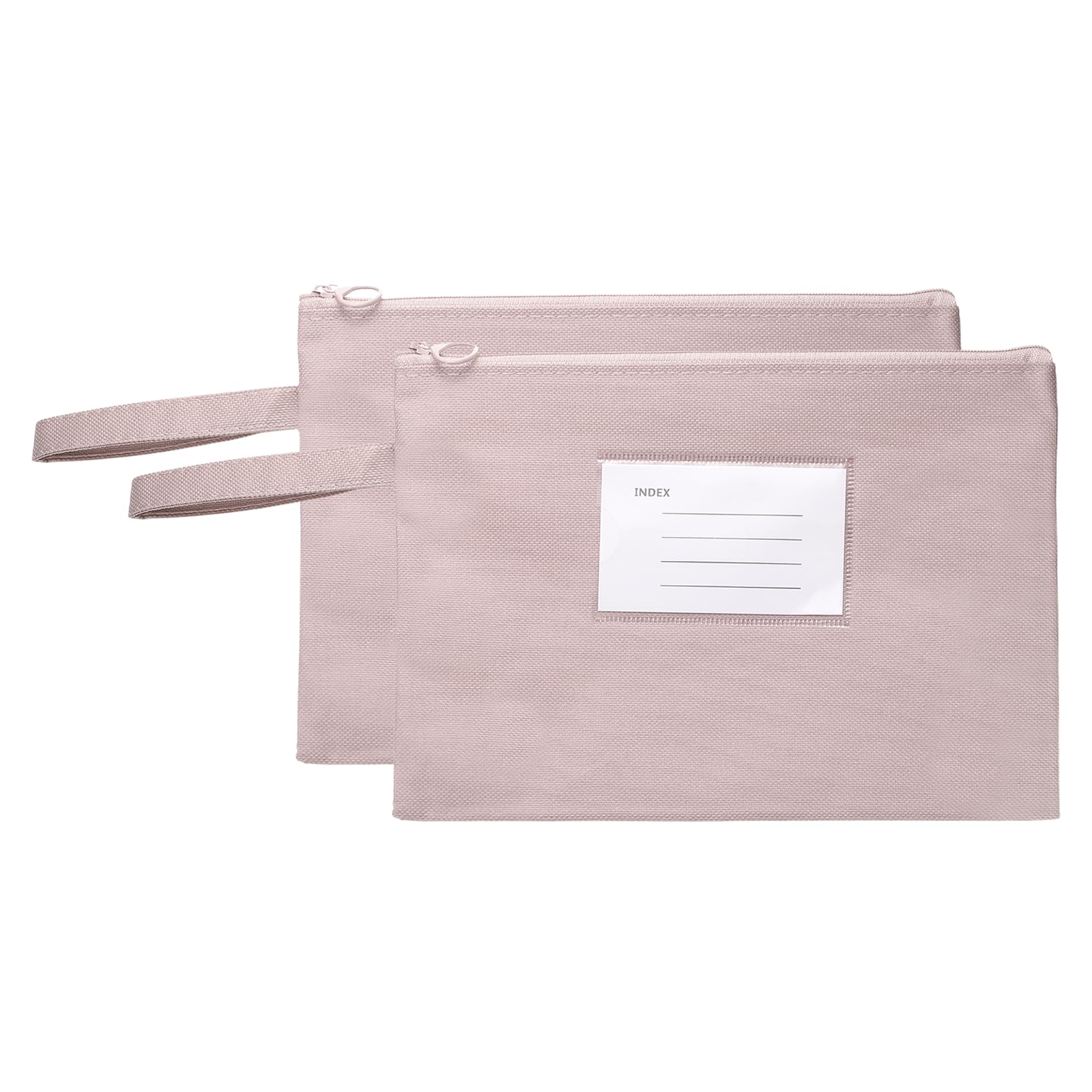 PATIKIL 2 Pcs Mesh Zipper Pouch with Handle, A5 Oxford Fabric Zipper File Pouch Single-Layer Document Bag Storage for Office Travel Puzzles Books Shopping, Pink (24cm x 18.5cm)