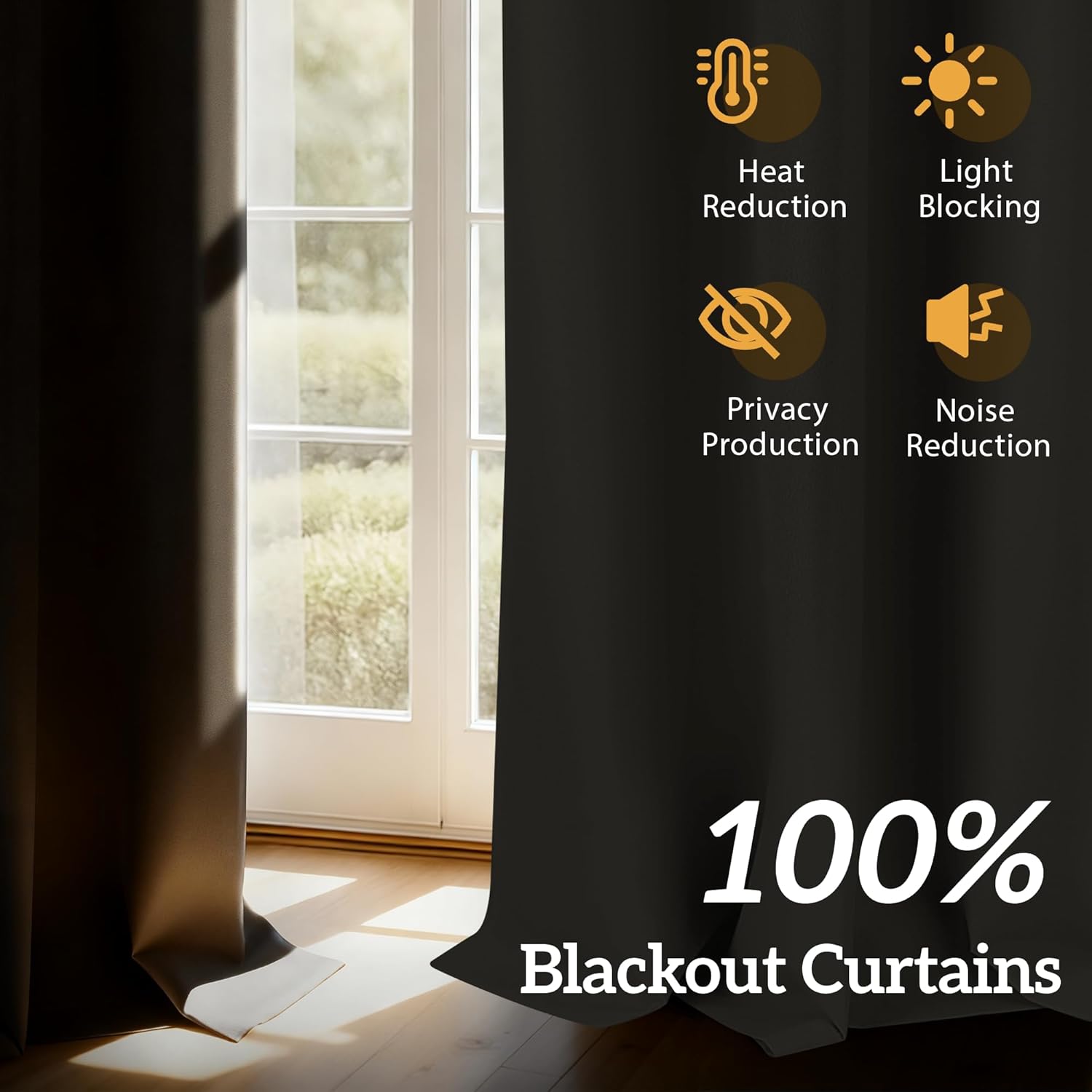 4-Panel-Curtain 100% Blackout, 84 Inch Length for Bedroom Living Room, Grommet Thermal Insulated Room Darkening Drapes, Light Blocking Window Treatment Decor, Pack of 4, 54x84, CharcoalGrey