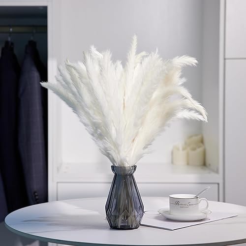 Miniatura 4 de 40 piezas de hierba blanca de las pampas para mesa de 17 pulgadas, flores secas naturales esponjosas para bodas, decoración bohemia, arreglos