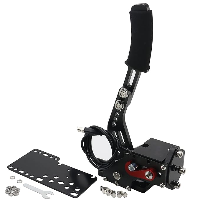 CXCESNS USB handbrake, 64-bit USB handbrake Suitable for Racing Games and Logitechg27/G29/T500 Simulation Performance Manual Rrake 11.8 inches + Simulation Racing game bracket plate (PC system only)