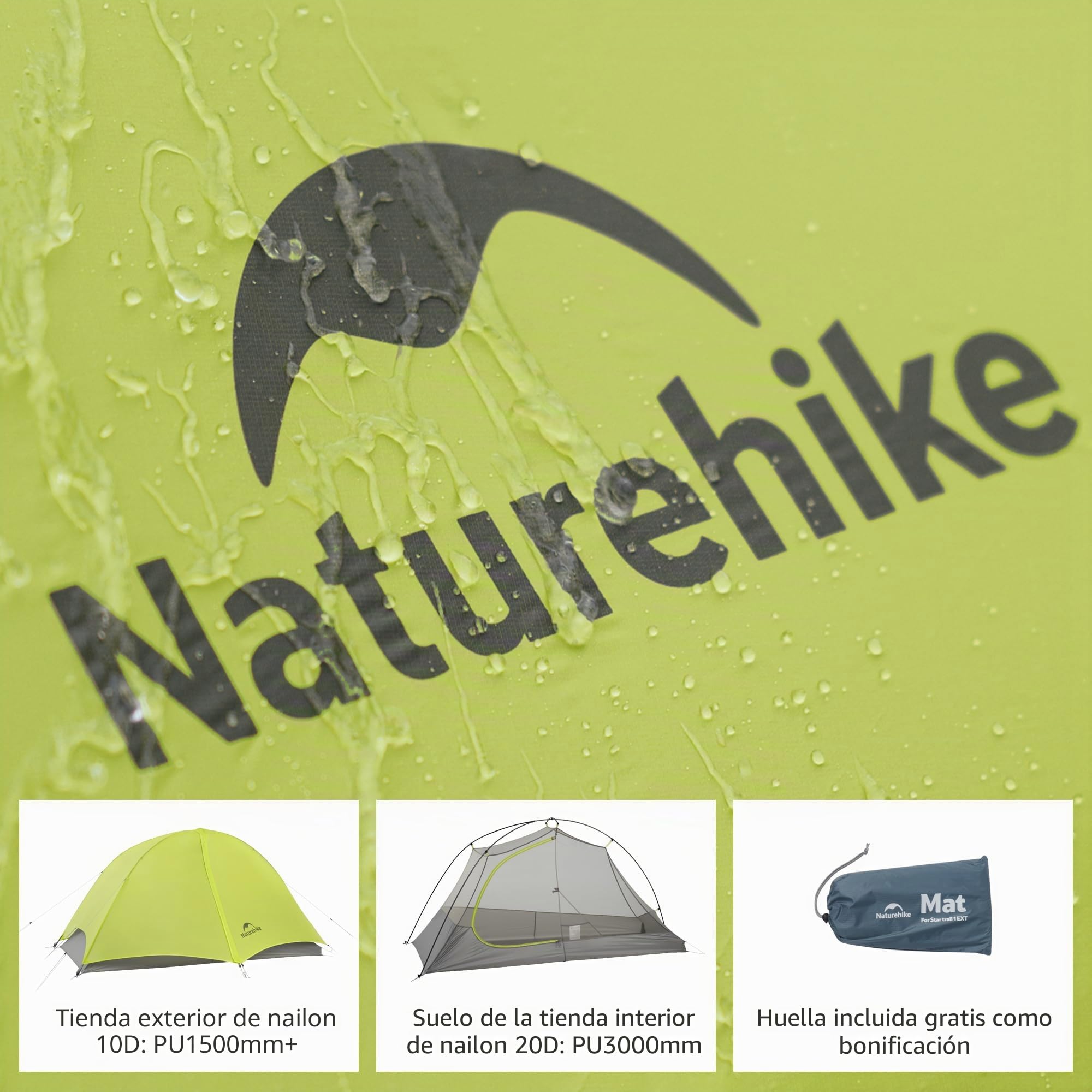 Naturehike Star Trails EXT Tienda de campaña ultraligera para 1 persona, tienda de campaña impermeable para exteriores, para aventuras, diseño compacto con capacidad para coche