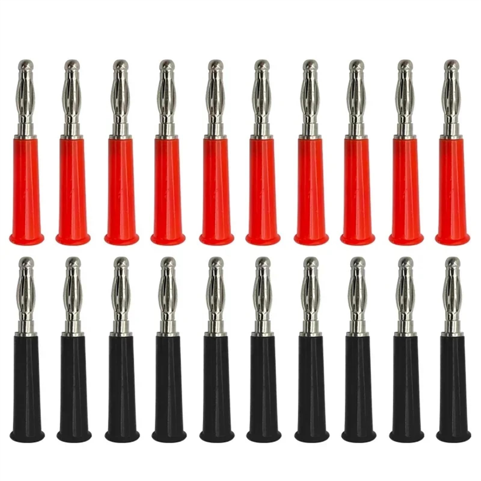 Connecteur de fiche Banane à vis, 40 pièces, 4mm, tête Banane en Plastique nickelé, Couleur argenté, Noir et Rouge(A 20Red 20Black)
